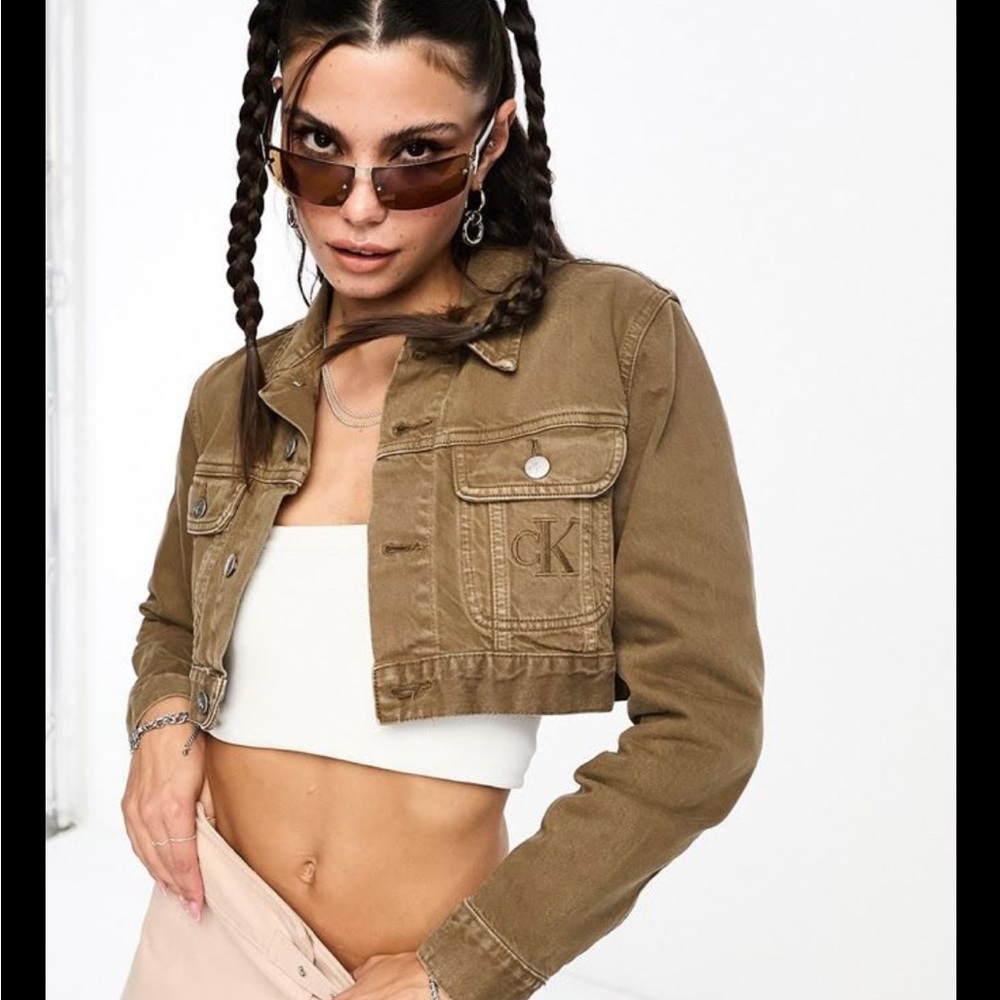 Calvin Klein cropped jacket - military/olive green